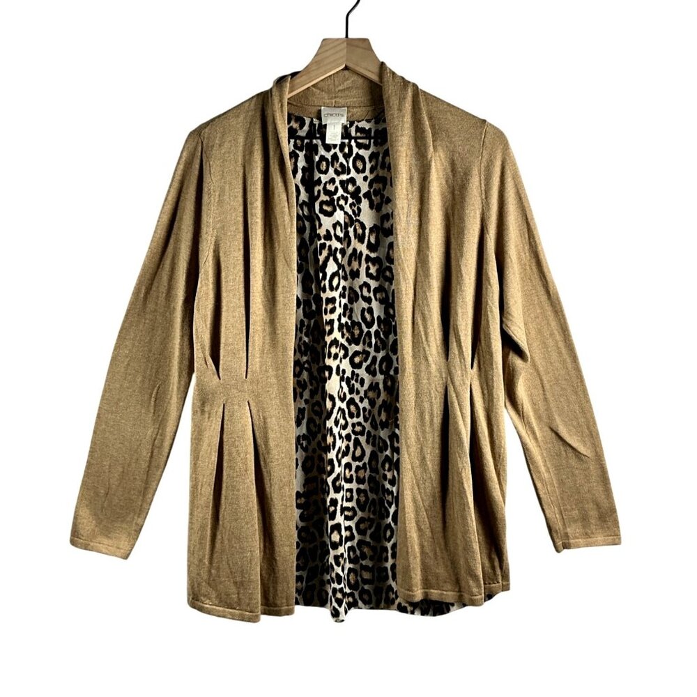 Chico's - Woman's Open-front Cardigan, Leopard-Print Back - Size: XL